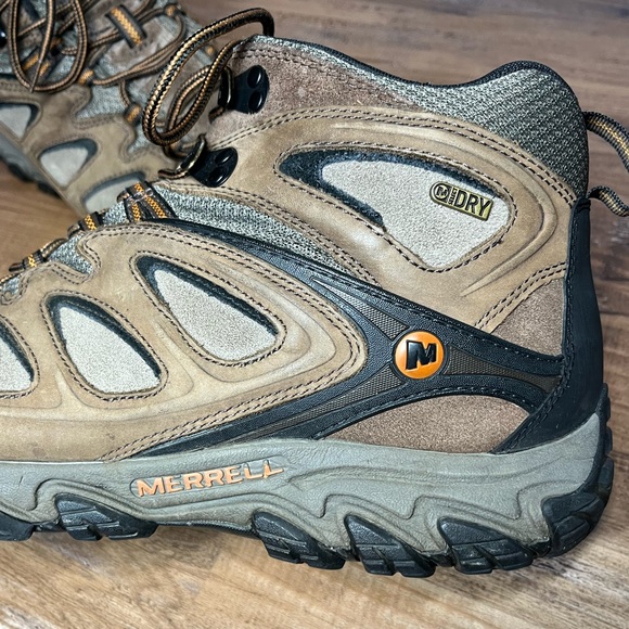 Merrell Men’s 13 Hiking Boots Black Bracken Brown Lace Up Shoes Moab - Picture 2 of 10